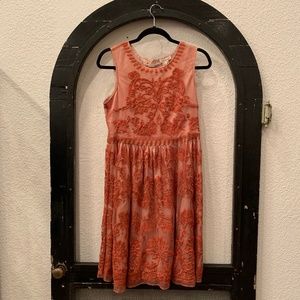 Sundance Burnt Orange Embroidery Dress - Size 8